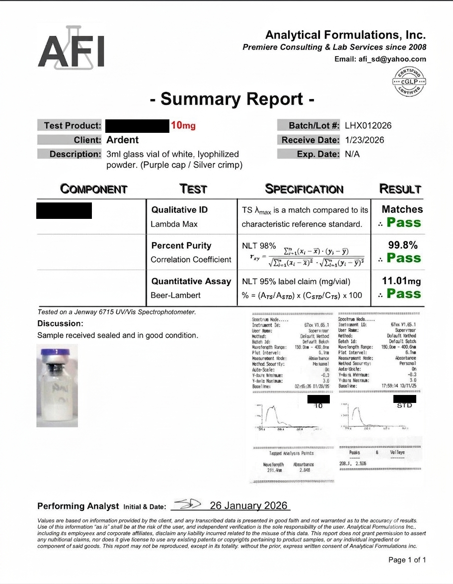 RC-S Certificate of Analysis